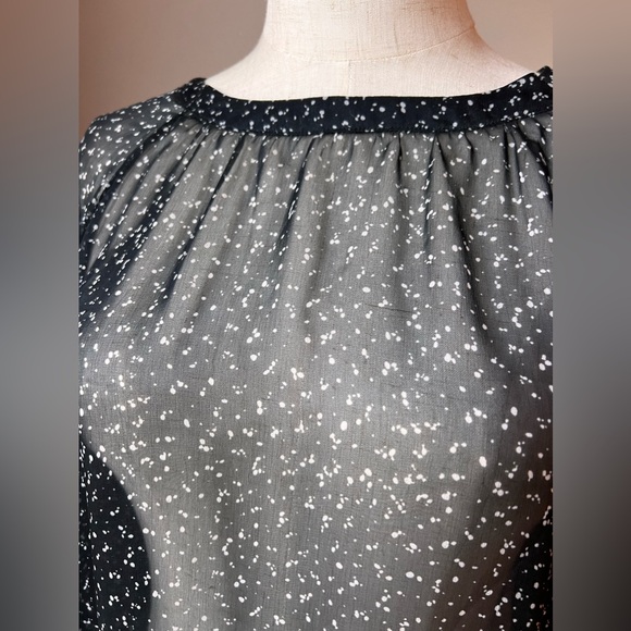 The Limited Women's Black Sheer Blouse White Splatter Pattern Long Sleeve S - Picture 3 of 6